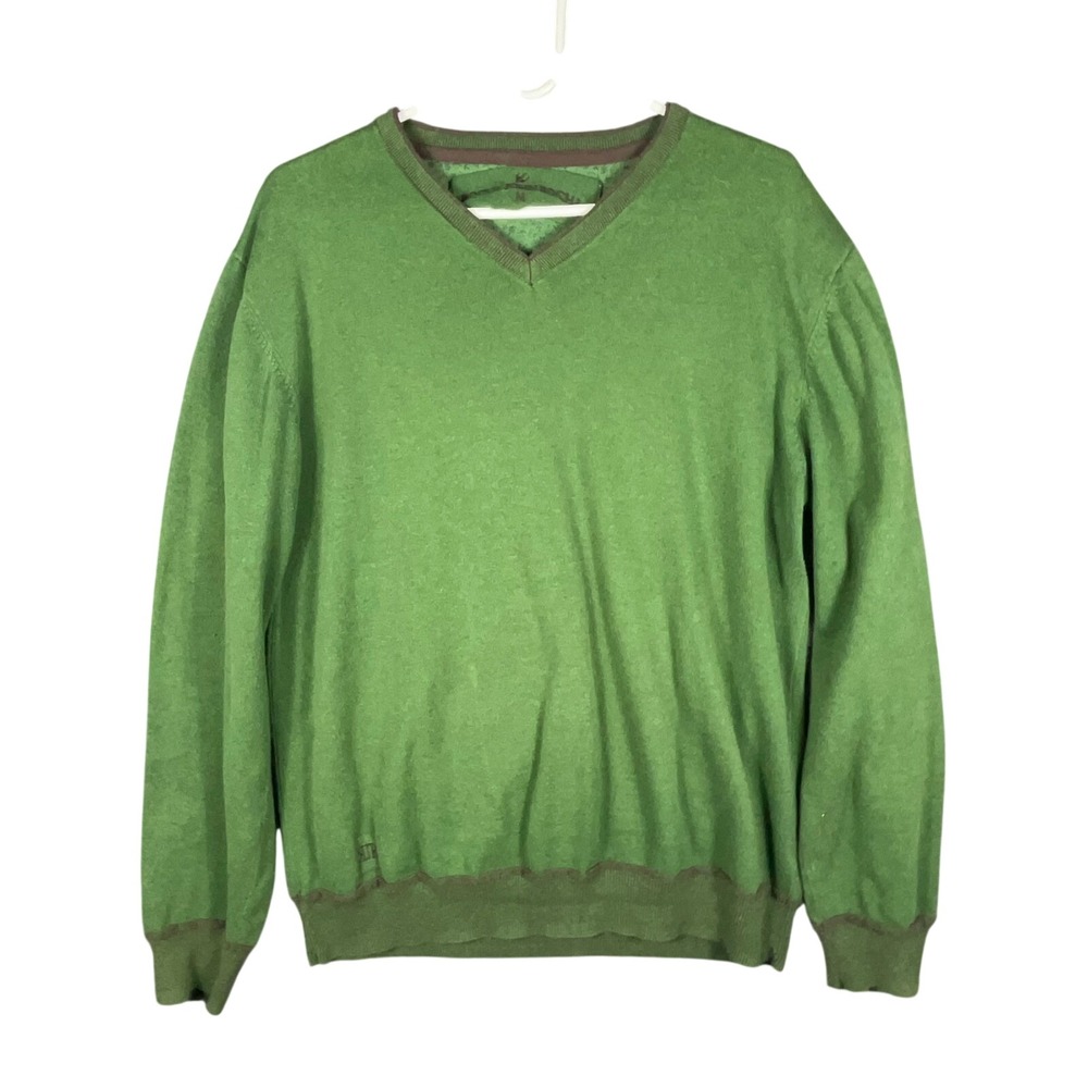 JOHN ROCHA GREEN V NECK SWEATER PULLOVER MEN SIZE M COTTON‎